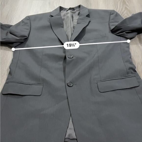 Joseph & Feiss Gray Finely Striped Two Button Long Sleeve Blazer Size 20 - Picture 9 of 10